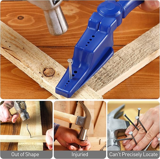 Dreyoo 2 Pcs Nail Holder for Hammering, Nail Holder Pliers for Hammer, Plastic Slip Joint Pliers Keep Fingers Safe, Basic Repair and Woodworking Tools