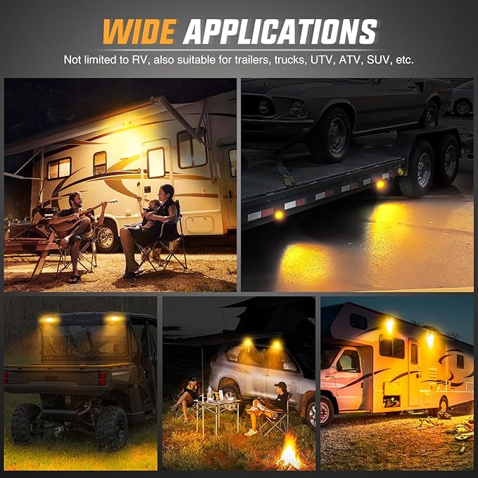 Nilight RV Exterior Light 2PCS 5 Inch Porch Lights Amber Beam 12V 24V LED Scene Cargo Lighting Black Aluminum Housing for RVs Trailers Travel Campers 5th Wheels Motorhome SUV Truck