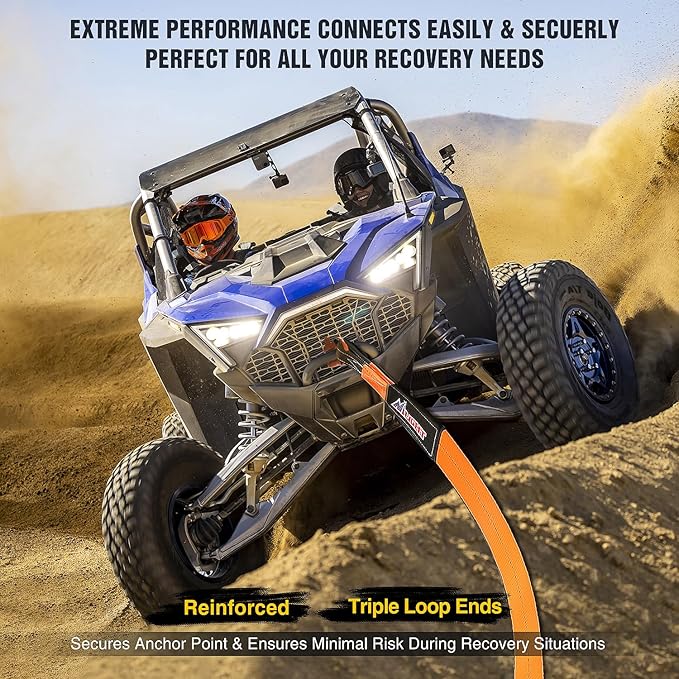 Nilight 3" x 8' Tree Saver Tow Strap Lab Tested 31,500lbs Break Strength Heavy Duty Off road Straps with Triple Reinforced Loop Emergency Towing Rope of Mind for SUV, UTV, ATV, Truck, 2 Years Warranty