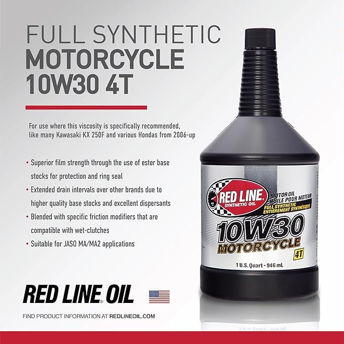 Red Line 42404 10W40 Synthetic Motorcycle Motor Oil - 1 Quart (12 Pack)