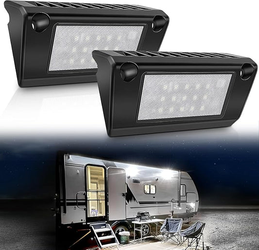 LED RV Exterior Porch Utility Light Waterproof 10-30V DC Low Current 5" Lighting Fixture 45W 2000LM Aluminum Base led Scene Lighting for RV, Trailer, Camper-2 Pack (6000K Nature White)