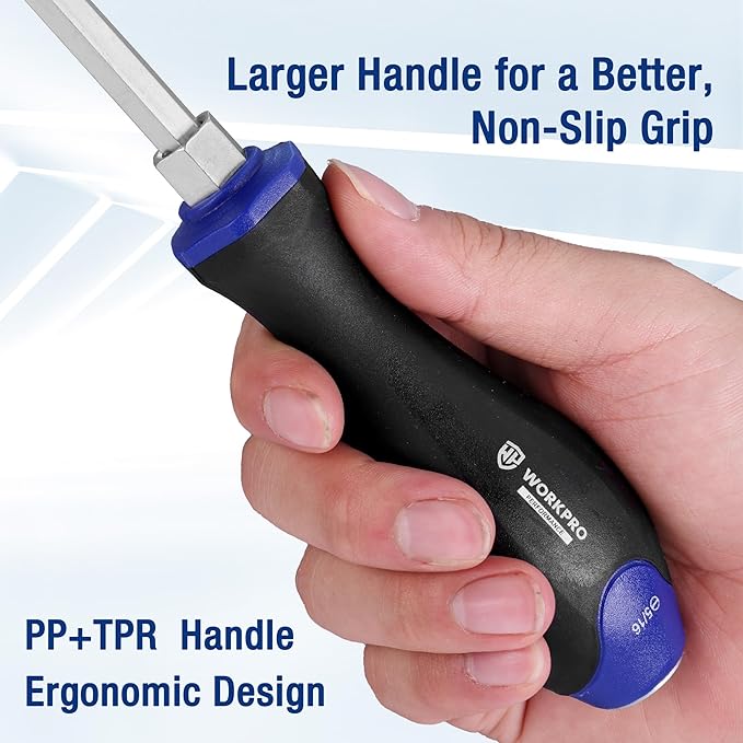 WORKPRO Magnetic Screwdriver Set 24-Piece, Go-Thru Screwdriver Set Kit with Wall Mount Rack, Includes Slotted, Phillips and Torx Screwdrivers, Magnetic Screwdriver with Magnetizer & Demagnetizer Tools