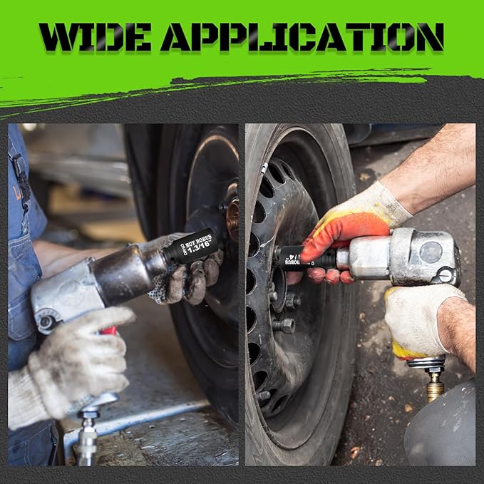 1/2"12-Piece Extended Drive Impact Socket Set, Deep SAE Spindle Axle Nut Impact Socket Set, Cr-Mo, 1-1/16, 1-1/8, 1-3/16, 1-1/4, 1-5/16, 1-3/8, 1-7/16, 1-1/2, 1-9/16, 1-5/8, 1-11/16, 1-3/4 Socket