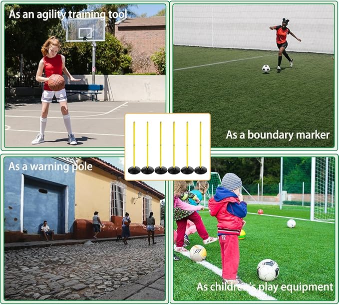 Soccer Agility Poles Set Detachable Sports Trainning Speed Pole Slalom Poles with Rubber Base Sport Traning Equipment