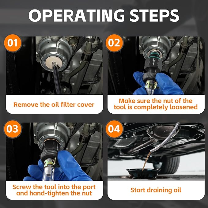 Oil Filter Drain Tool,Aluminum Alloy Upgraded Large Hole and Thickened Tube for Toyota, Lexus, Scion 2.0L - 5.7L Vehicles with Cartridge Style Filter System-Gun Black