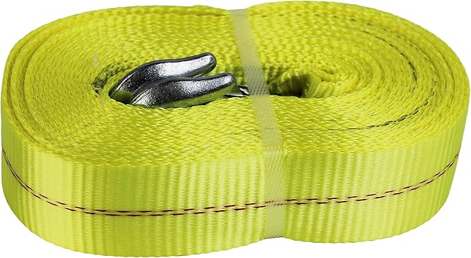 HFS(R) Heavy-Duty Tow Strap with Hooks | 10,000-Pound Capacity | Woven Polyester Webbing |HD Truck Recovery, ATV Towing, and Vehicle Rescue |Tow Rope for Versatile Applications 2 Inch X 30 Ft