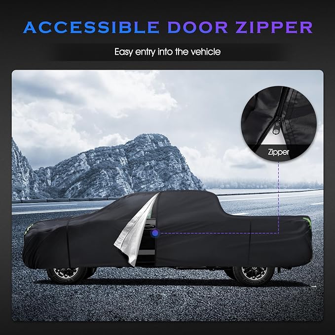 Car Cover Custom Fit for Toyota Tundra 2007-2024,6 Layers Truck Cover Waterproof All Weather for Automobiles,Outdoor Full Exterior Cover Black,Up to 233.6 inch, 5.5 Bed Length