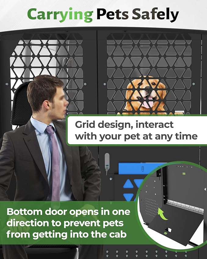 StarONE Cargo Van Partition,Van Safety Partition Bulkhead Fit for 2015-2024 Ford Transit 150 250 350 Mid-Roof Full Size Van,with Door Lock and Acrylic Panel,Black