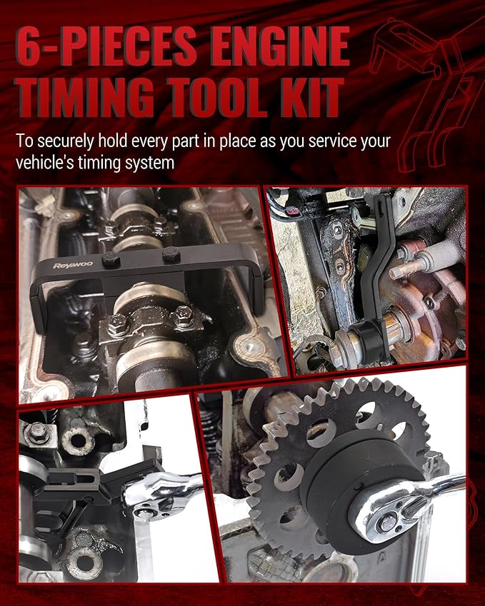 Engine Timing Tool Kit Compatible with Ford 4.6L 5.4L 6.8L 2V/4V Engine w/Valve Spring Compressor, Camshaft Holding Tool & Crankshaft Camshaft Positioning Tool