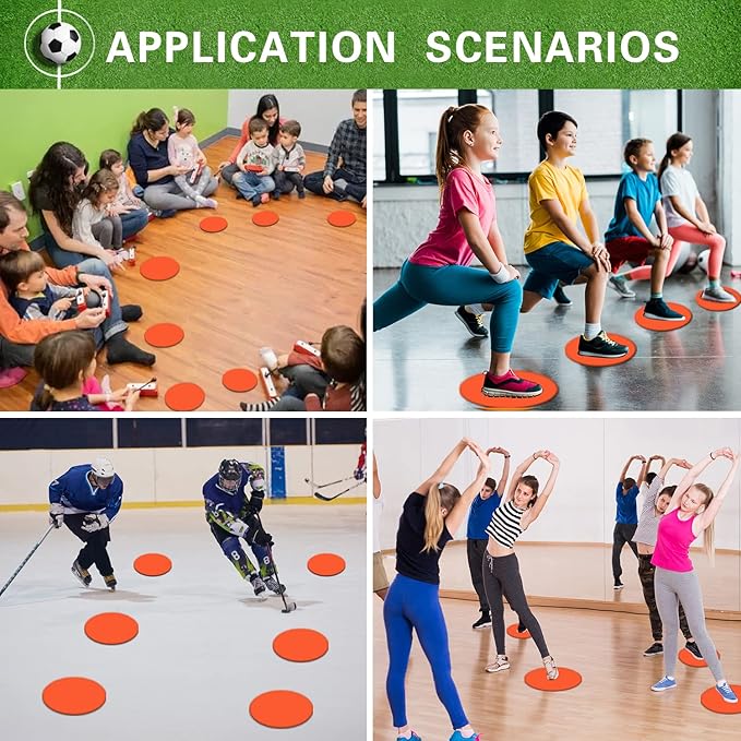 Poly Spot Markers 9 inch Non-Slip Rubber Agility Markers Flat Field Cones Floor Dots for Football, Soccer, Basketball Training Markers, School Activities, Exercise Drills, Social Distancing