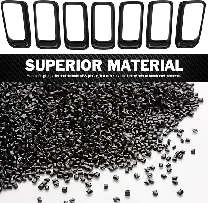 JINCHEN 7pcs Grill Mesh Inserts Clip-on Compatible with Jeep Compass 2011-2016, Front Grill Inserts Grille Cover Frame Trims (Bright black)