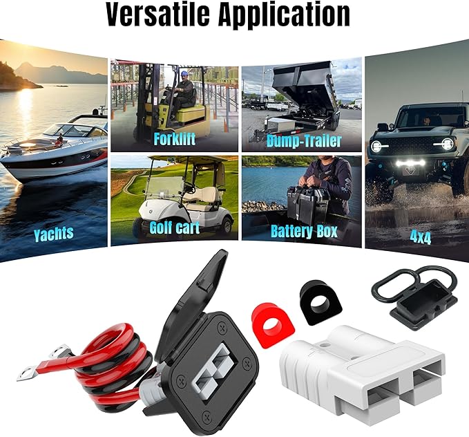 Battery Quick Disconnect Connector, Battery Cable Connector Quick Disconnect Battery Terminal, Anderson Connector, 8Awg Wire Harness Plug Connector Kit for Car Winch Trailer,Forklift