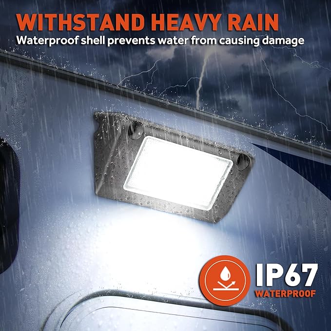 LED RV Exterior Porch Utility Light Waterproof 10-30V DC Low Current 5" Lighting Fixture 45W 2000LM Aluminum Base led Scene Lighting for RV, Trailer, Camper-2 Pack (6000K Nature White)
