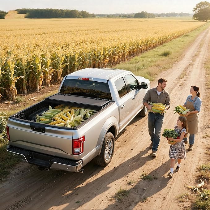 OEDRO Low-Profile Hard Tri-Fold Tonneau Cover Compatible with Toyota Tundra 2022 2023 2024 2025 2026 (Excl. Trail) 5.5ft Bed with Deck Rail System, One-Handed Quick Release, Drainage Design