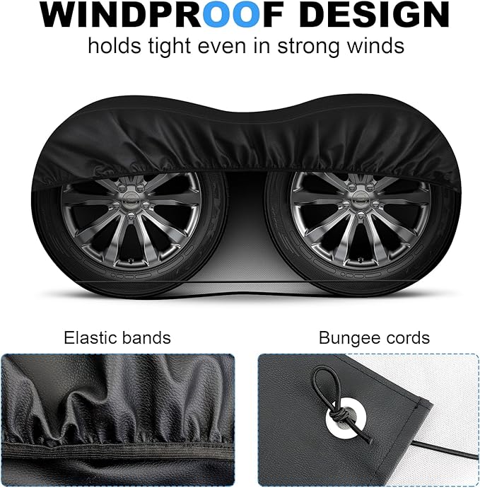 RV Tire Covers, Dual Axle Wheel Cover (2 Pack)，Black Waterproof Anti-UV Tire Coversfor RV/Truck/Trailer (2, 27"-30")