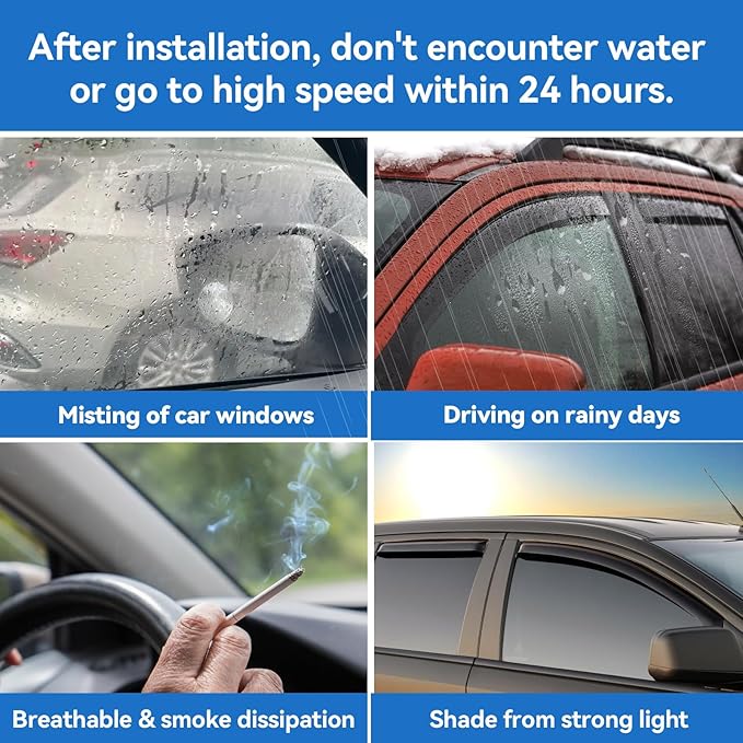 in-Channel Window Rain Guards for 2016-2023 Toyota Tacoma Double Cab/Crew Cab, Window Visor Guard Vent Wind Shade Deflector Rain Shield Protector Sun Visor,Outside-Mount, 4 Pieces, 4 Full-Size Door