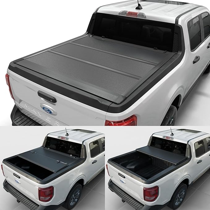 Low Profile Hard Folding Truck Bed Tonneau Cover Fits 2022-2026 Ford Maverick 4'6" Bed (54.4")