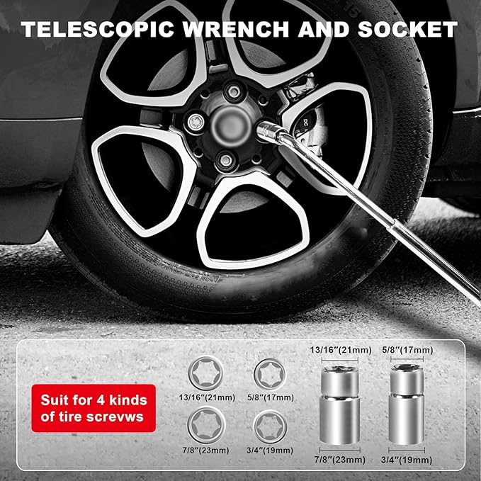Big RED Car Jack 3Ton/6610 lbs Universal Scissor Jack with Rubber Pad, Portable Tire Changing Kit with Lug Wrench, Emergency Kit for Sedan SUV MPV