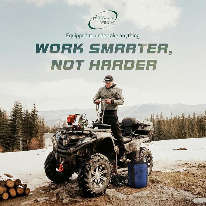 Portable Winch PCW3000-Li-A Battery-Powered Capstan Winch with Accessories - 2,200 lbs Pulling Capacity Winch, Lithium-Ion 80/82 V Batteries Powered, for Hunting, Logging, and Towing