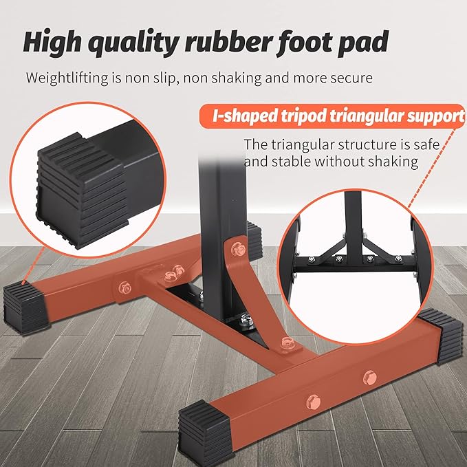 PayLessHere 550LBS Adjustable Squat Rack 40"-66", Sturdy Steel Squat Barbell Stand with Bench Press Holder for Home Gym, Portable Weight Rack