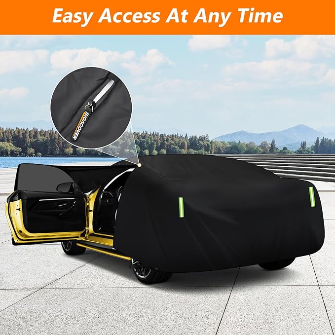 Universal Sedan Car Cover Fit for Mercedes-Benz C-Class, BMW 3 Series, Audi A3,Waterproof All Weather Heavy Duty Anti-UV Windproof Snow Protection - 177''~185''(L)