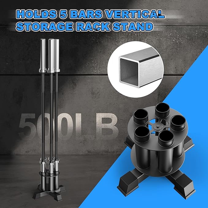 Vertical Barbell Holder : Rotatable Barbell Holder Floor Stand, Heavy Duty Barbell Rack Stand Fit 2-Inch Olympic Bars, Curl Bars, Triceps Bars Home Gym Organizer Barbell Storage