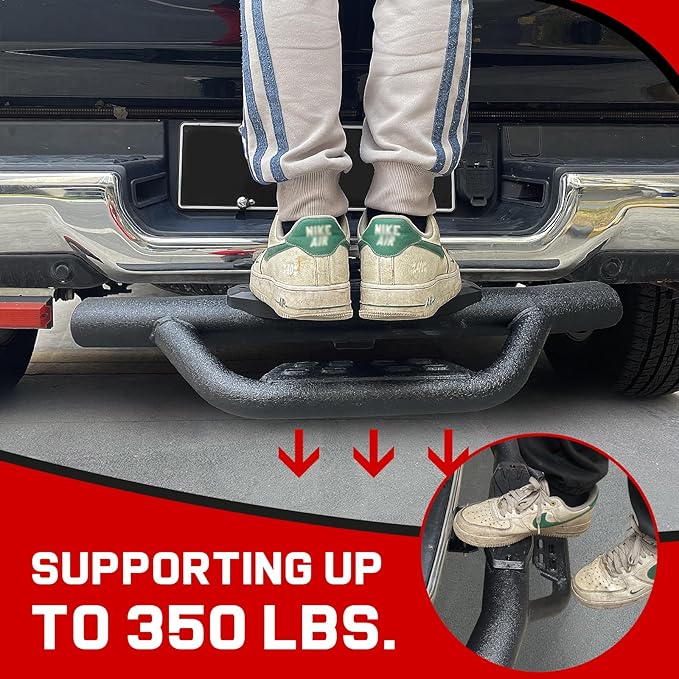 Double Layer Tow Hitch Step for 2" Hitch Receiver, Carbon Steel with Dual-Stage Black Powder Anti-Slip Trailer Hitch Step Universal Fit for Trucks SUV Car Van