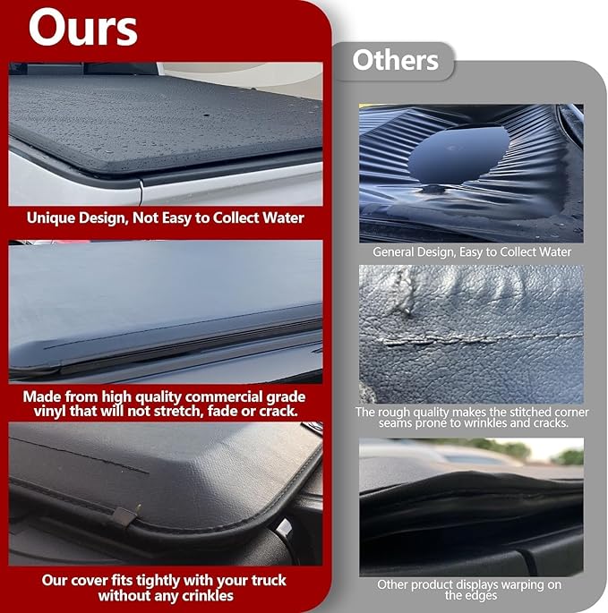 Soft Quad Fold Truck Bed Tonneau Cover Compatible for 2004-2014 Ford F-150 and 2006-2014 Lincoln Mark LT 6.5FT (78.8") Bed