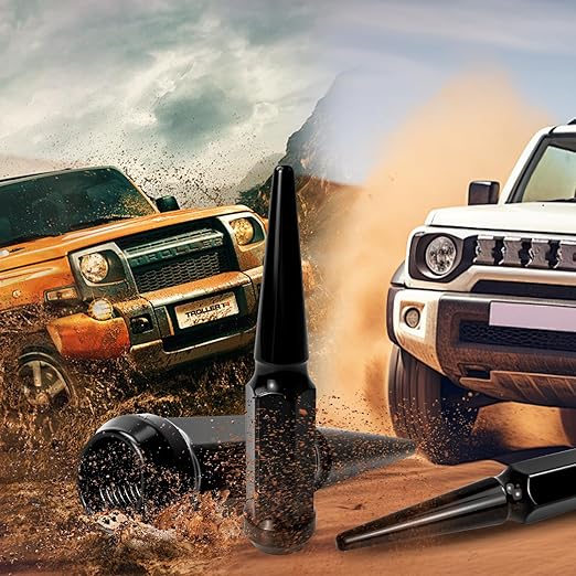 1/2-20 Spiked Lug Nuts, 3/4" Hex Closed End Nut with 1 Socket Key, Wheel Spiked Lug Nuts for Grand Cherokee, Cherokee, Liberty, Wrangler,Fit for Aftermarket Wheel (24Pcs,Black)