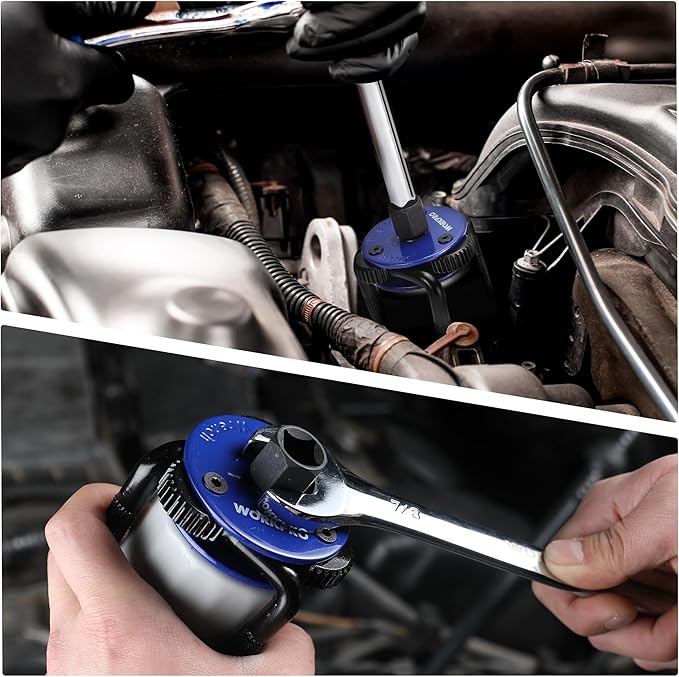 WORKPRO Magnetic Adjustable Oil Filter Wrench, Universal 3-Jaw Removal Tool 3"–5" (76–130mm), Auto Lock Design, Heavy Duty Oil Filter Wrench for Car, Truck, SUV, Motorcycle Oil Changes