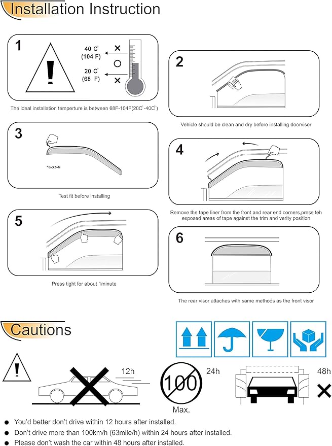 Side Window Wind Deflector fit for 2003-2009 Toyota 4Runner N210, 4pcs Out-Channel Tape-On Nice Rain Guards Set, Dark Smoke Window Visor 94924