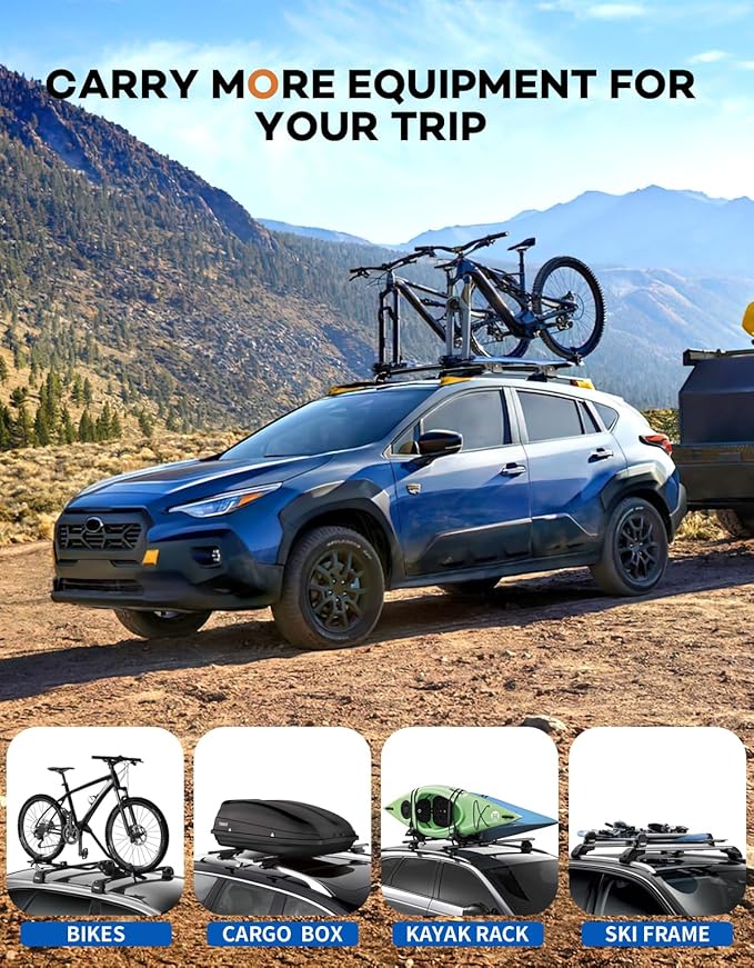 300lbs Lockable Roof Rack Cross Bars Compatible with Subaru Crosstrek Wilderness 2024 2025 2026 with Raised Side Rails, Heavy Duty Aluminum Roof Rails Crossbars Rooftop Luggage
