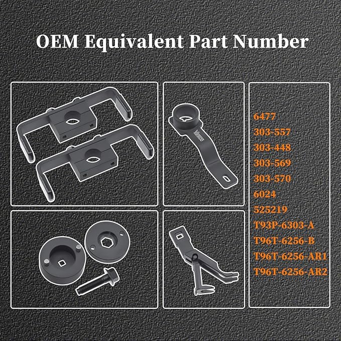 Engine Timing Tool Kit Compatible with Ford 4.6L 5.4L 6.8L 2-Valve and 4-Valve Engine with Valve Spring Compressor Tool, 6 Pcs Camshaft Holding Tool, Crankshaft Camshaft Positioning Tool, 303-557 6477