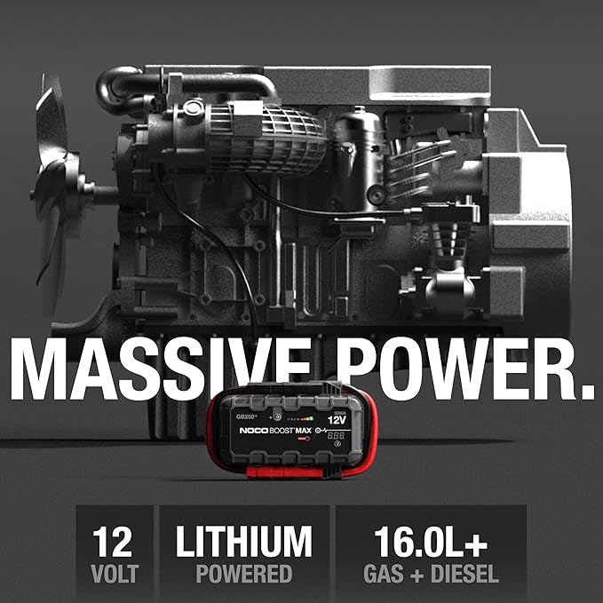 NOCO Boost Max GB250: 5250A UltraSafe Jump Starter – 12V Lithium Battery Booster Pack, Portable Jump Box, Power Bank & Jumper Cables - for 16L Gas and Diesel Engines