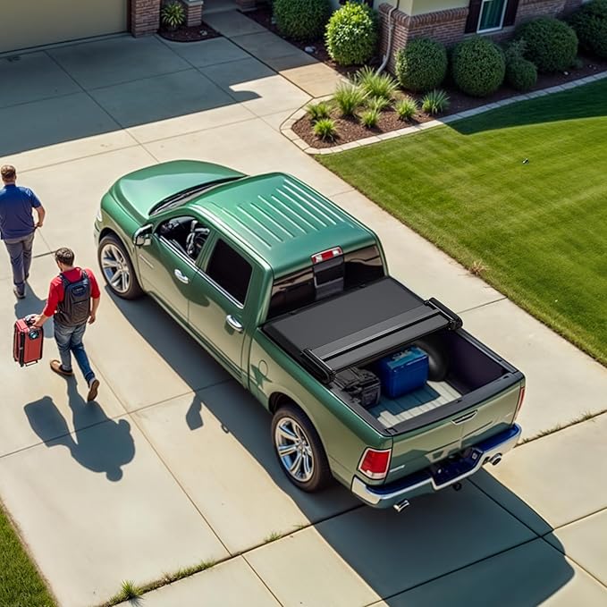 LEDKINGDOMUS Soft Quad Fold Truck Bed Tonneau Cover Fits for Dodge Ram 1500 2009-2025 (Incl. Classic & New), 5.7ft Bed (67") Without Rambox