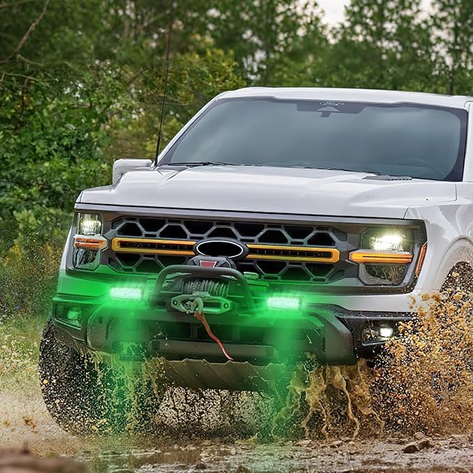 Nilight 6.5 Inch LED Light Pods Green Triple Row 2PCS 120W Flood Spot Combo Off Road Driving Fog Fishing Hunting Emergency Safety Signal Deck Trailer Lighting for UTV Pick-up Van Boat Tractor