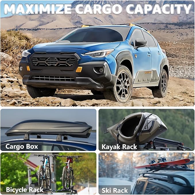 Roof Rack Cross Bars Compatible with Subaru Crosstrek Wilderness 2024-2026, Adjustable Aluminum Heavy Duty 300 LBS Anti-Theft Lock Cargo Carrier Rooftop Crossbar Accessories for Bike,Snowboard,Luggage