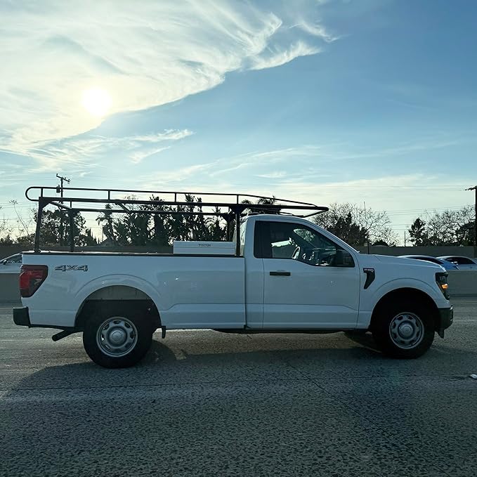 Universal Steel Over-Cab Truck Bed Rack Contractor Pickup Lumber Full Size Rack Adjustable for Kayak, Ladder, Surfboard, Lumber