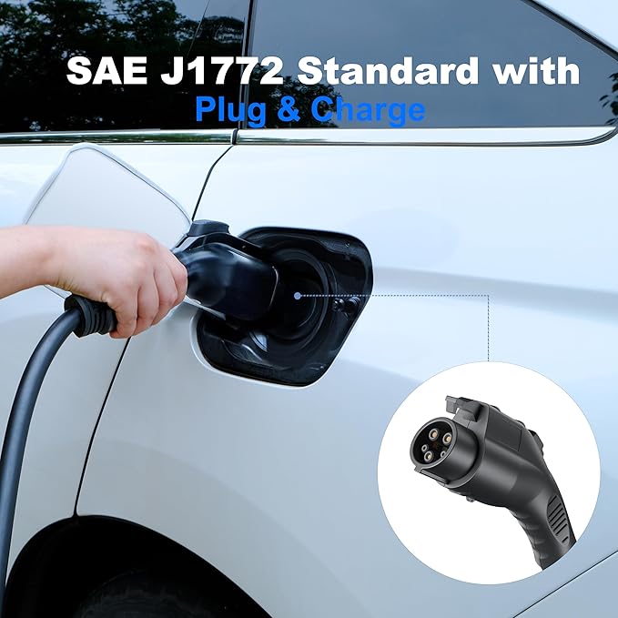 Level 2 EV Charger J1772 32Amp 220V-240V EVSE NEMA 14-50 Plug Home Portable EV Charger Level 2, 25ft Cable Electric Car Charging Station, Electric Vehicle Charging Stations Plug and Play FCC Certified