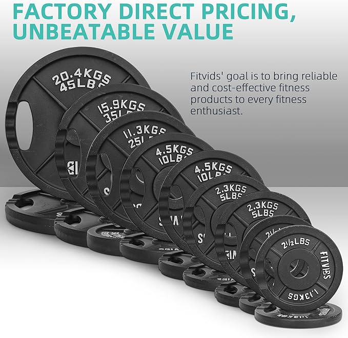 Cast Iron Standard Weight Plates Including 5FT Standard Barbell with Star Locks, 45-Pound Set (35 Pounds Plates + 10 Pounds Barbell), Multiple Styles