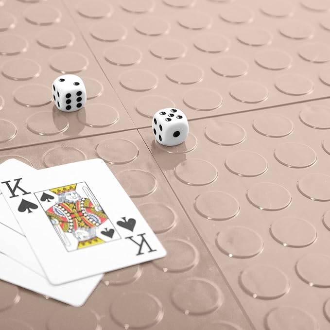 FlooringInc's Nitro 12"x12" Snap-Together Garage Flooring Tiles, Non-Slip Interlocking Plastic Floor Mat, Coin Pattern, Sahara Sand, 1 Tile, 1 Sq/Ft