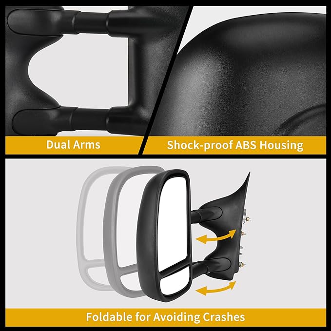 DWVO Towing Mirror fit 99-16 Ford F250 F350 F450 F550 Super Duty, 01-05 Ford Excursion with Maually Adjustable Pair Set