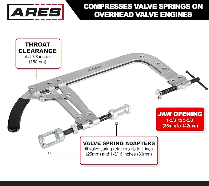 ARES 15017 - Valve Spring Compressor - Compresses Valve Springs on Overhead Valve Engines - Direct Action Compressor Lever Gives Better Visibility During Compression