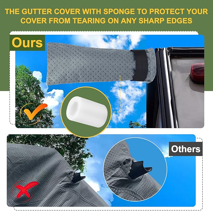 Mofeez Travel Trailer RV Cover, Extra-Thick Upgraded 7 Layers for Camper Cover 24'-27' Windproof Waterproof Rip-Stop RV Covers with Adhesive Repair Patches, 2Pcs Extra Straps & 4 Tire Covers