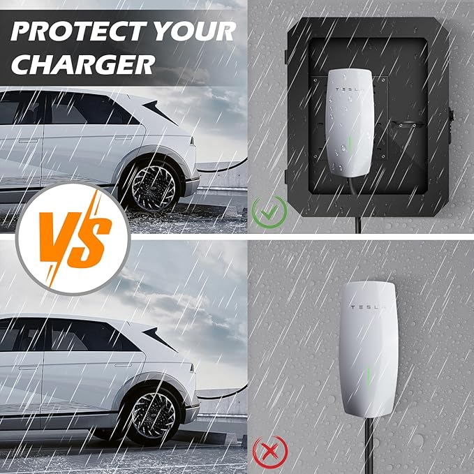Charger Station Box for Tesla Gen 3 Wall Connector and ChargePoint EV Charger, Cable Organizer Holder Lock Cover Outdoor Rainproof, Snowproof, Dustproof, Theftproof, Home Charging Accessories
