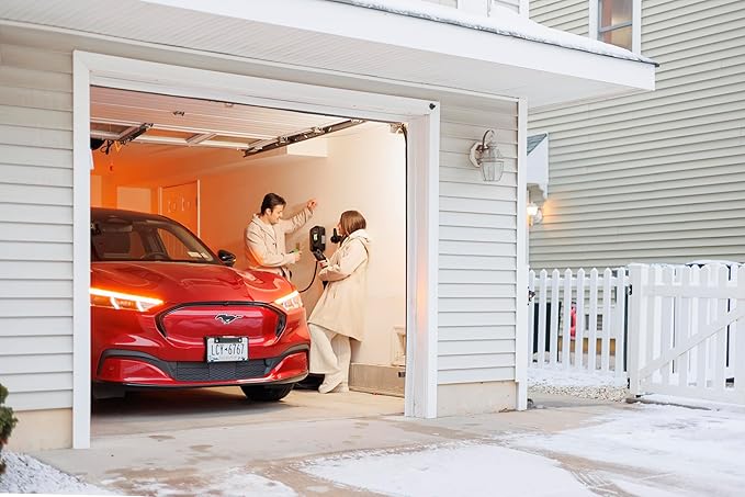 MACH 1: Fast 48 Amp Level 2 EV Charger, Hardwired Wall-Mount EVSE - Electric Vehicle Charging Station with Amp Lock, 200-240V. J1772 Connector Plus Tesla NACS Adapter. Outdoor Rated & a 30ft Cable