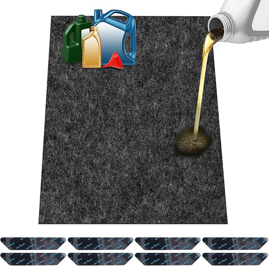 ToLanbbt Garage Floor Mat 36" x 29" - Oil Spill Mat for Under Car Driveway Oil Drip Pad with 8P Tapes, Waterproof Backing, Leak Absorbent, Reusable, Washable, Protect Garage Floor (1P, Dark Gray)
