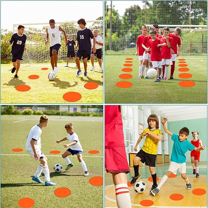 Spot Markers Rubber Floor Dots 9inch Non Slip Agility Dots Flat Cones for Kids Sports Soccer Basketball Training, Gym Training, Preschool Kindergarten Classroom