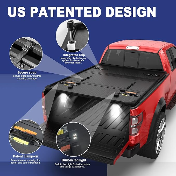 MOSTPLUS Tri-Fold Hard Truck Bed Tonneau Cover On Top Compatible with 2022 2023 Ford Maverick Bed 3 Fold Fleetside (4.5 FT Feet Bed-54.4 inch