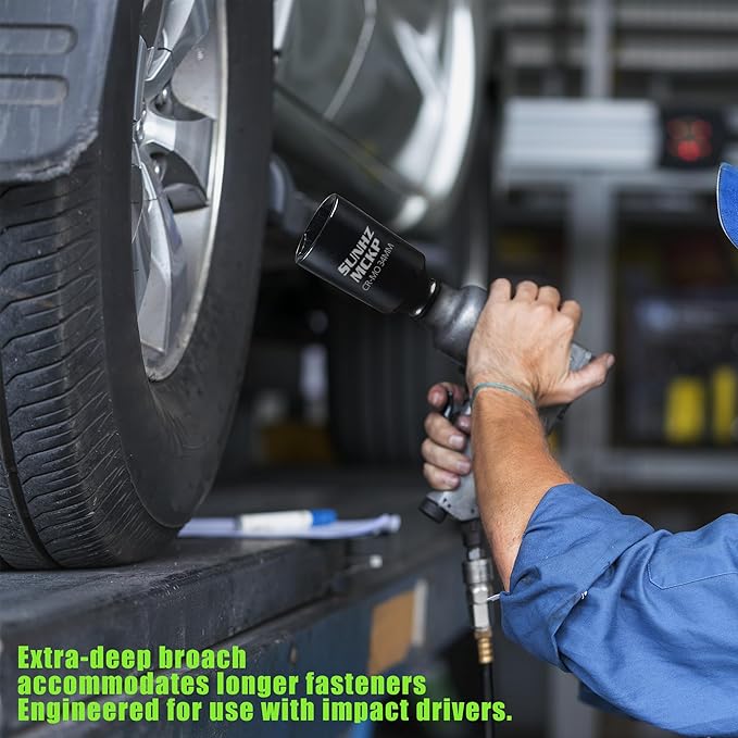 SUNHZMCKP 1/2 Inch Drive Impact Socket - Metric 34 mm Deep 6 Point CR-MO Axle Nut Impact Grade for Easy Removal